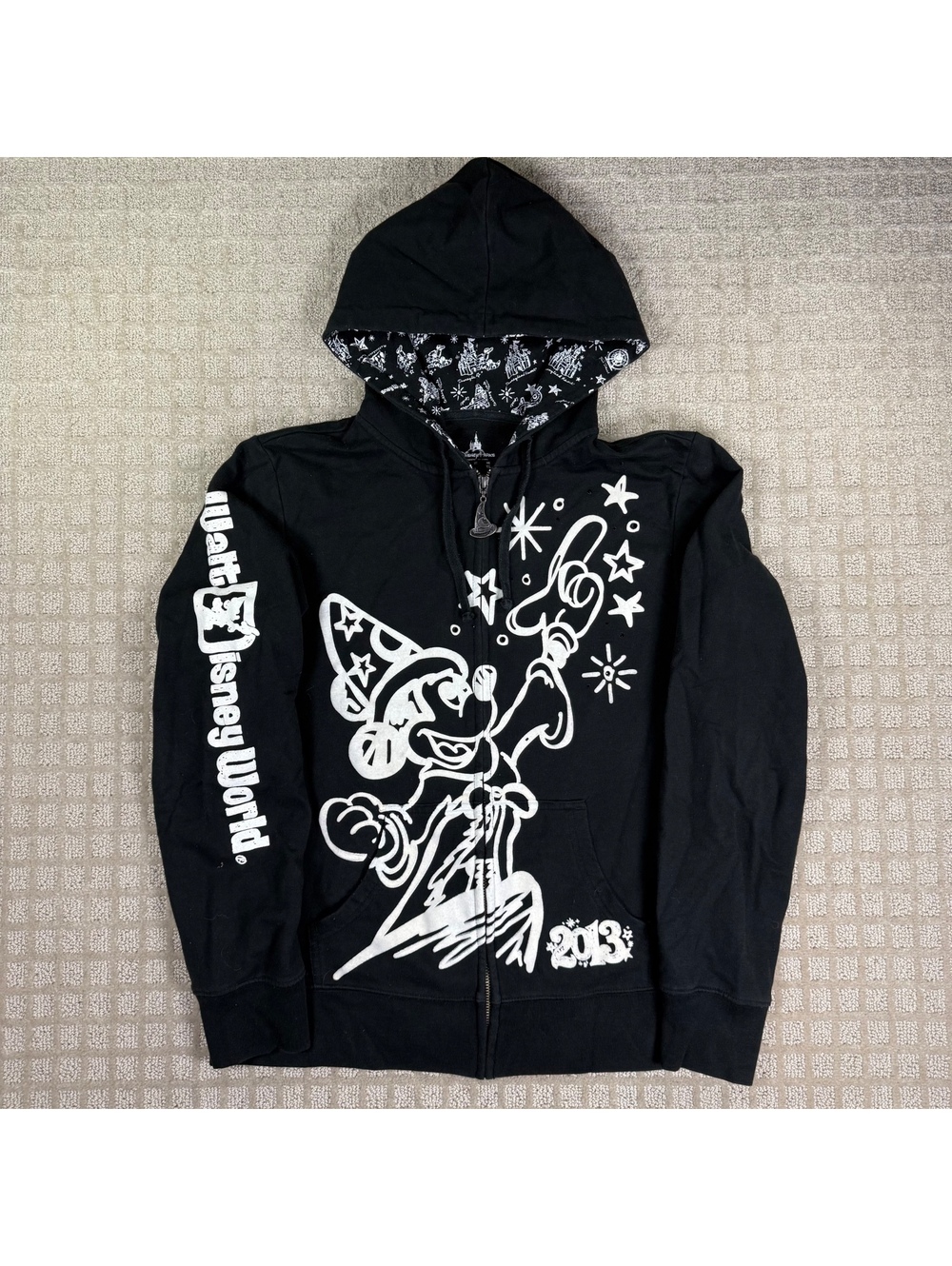 Disney Parks 2013 Mickey Mouse Graphic Hoodie Black Women L